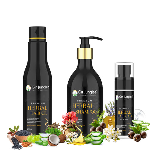 Premium Herbal Shampoo+ Oil + Serum Combo