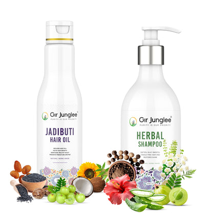 Jadibuti Hair Oil + Shampoo Combo - Gir Junglee
