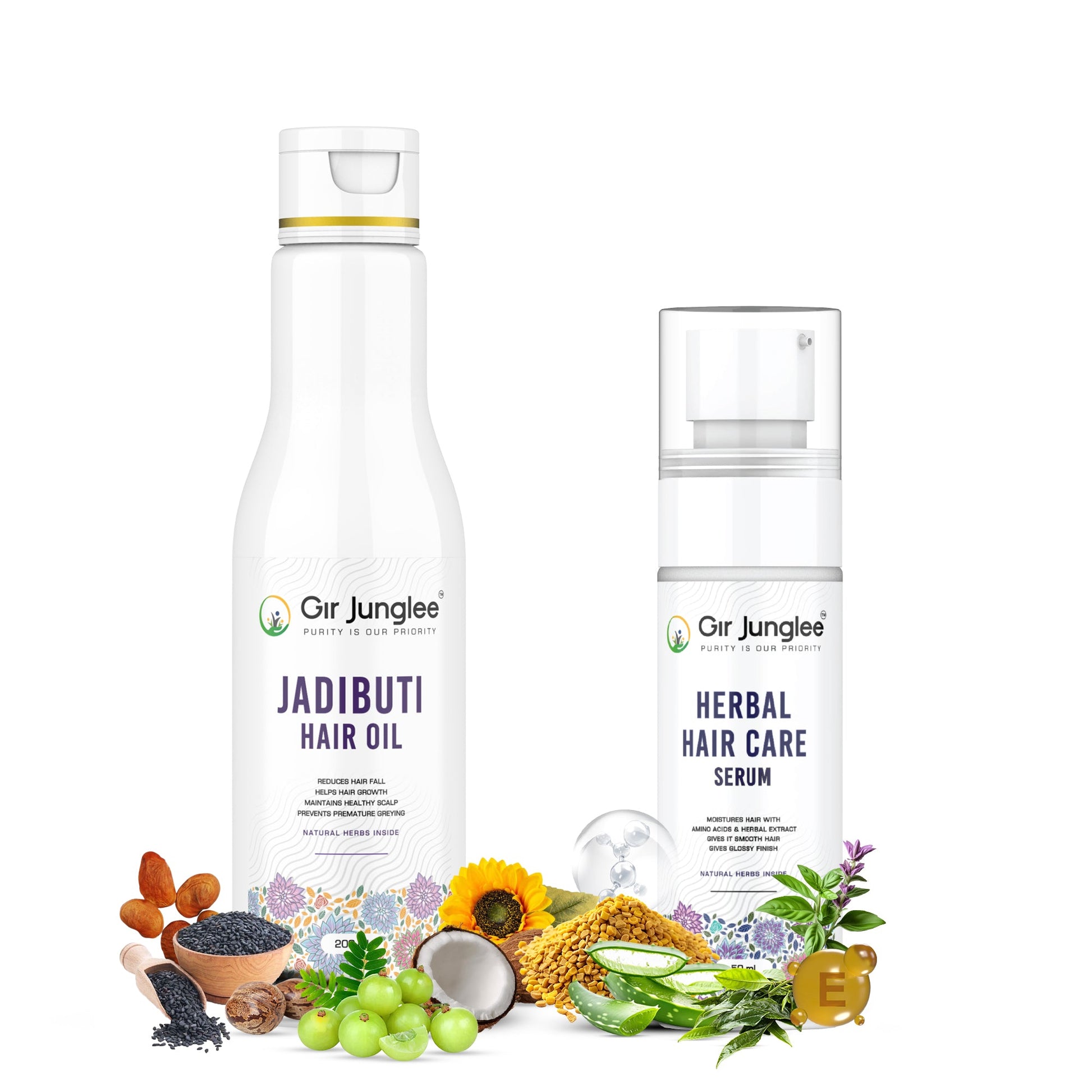 Jadibuti Oil + Herbal Care Serum Combo - Gir Junglee