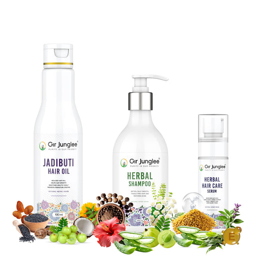 Jadibuti Oil + Serum + Shampoo Combo - Gir Junglee